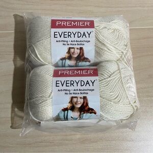 2 Premier Crochet Worsted Yarn Anti-Pilling Acrylic Blend Luxurious Cream Color